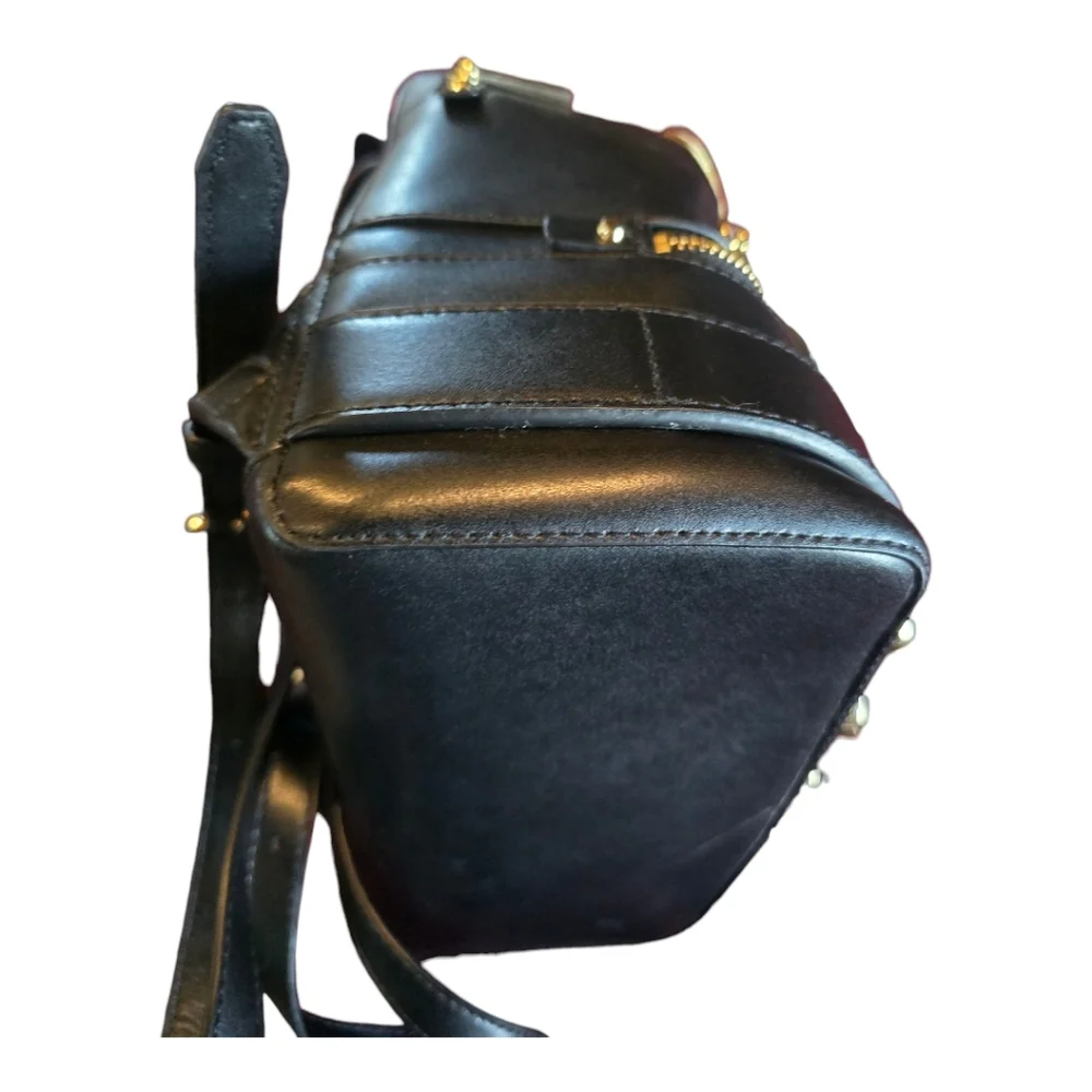 NEW MICHAEL KORS RHEA ZIP BLACK LEATHER MEDIUM BACKPACK Rare, Unique "COOL" - Picture 5 of 7